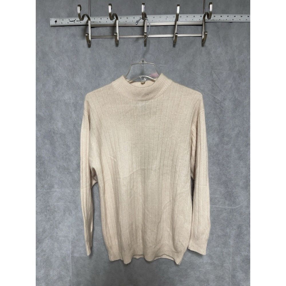 Rafaella Sweater Women M Cream Angora Rabbit‎ Lambs Wool Long Sleeve Pullover